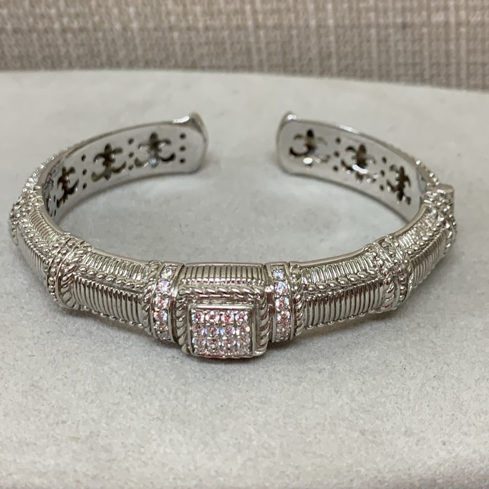JUDITH RIPKA CZ & Sterling Silver Hinged Cuff Bracelet - Picture 6 of 6